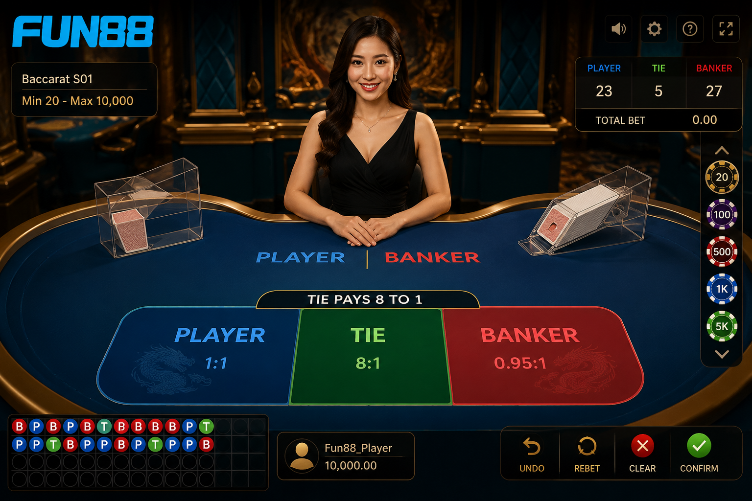 Giao diện bàn Baccarat với Dealer