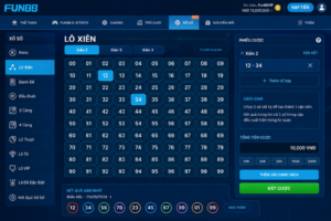 Giao diện bảng Lô Xiên trên Fun88