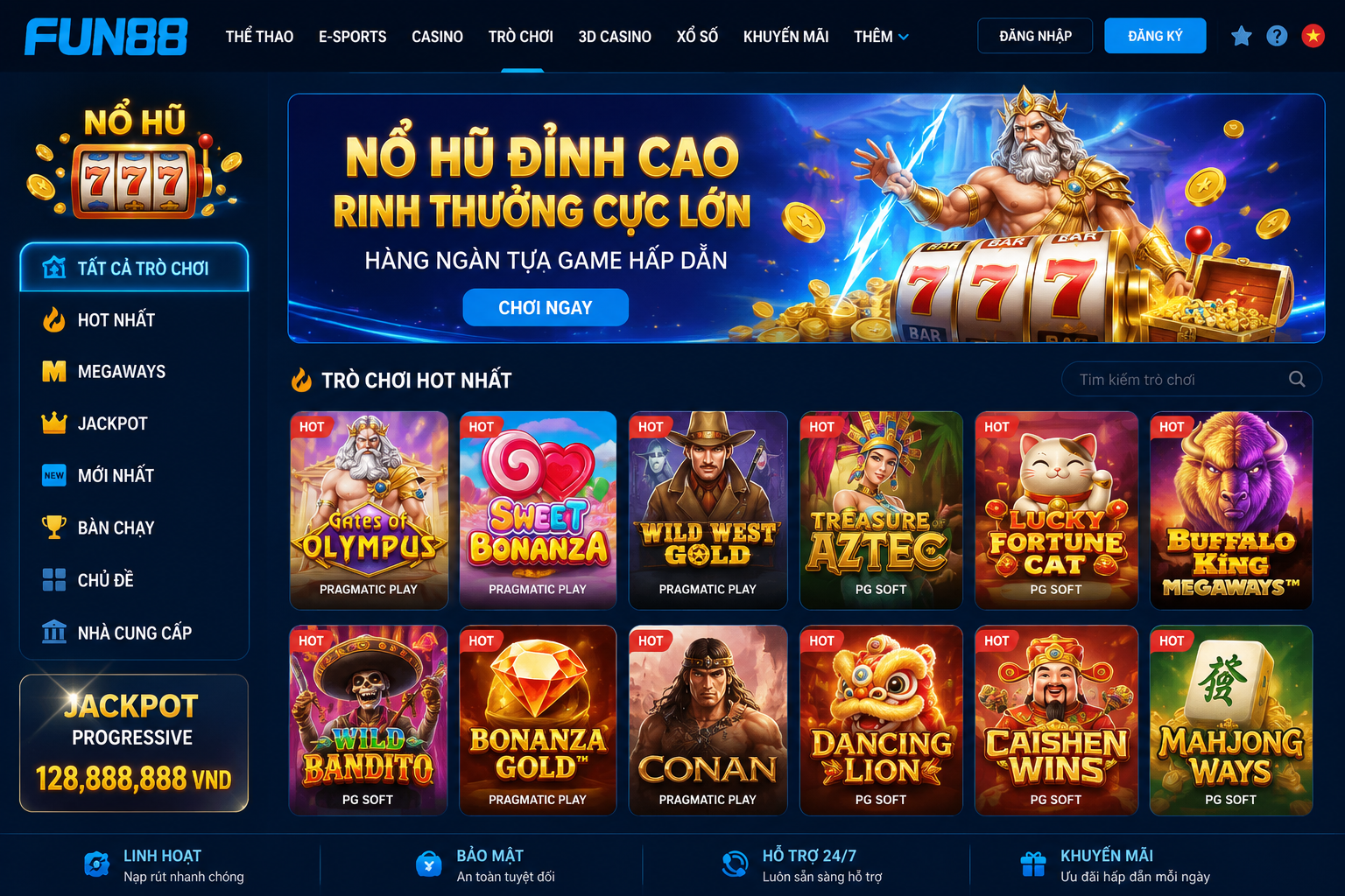 Giao diện sảnh Nổ Hũ Fun88