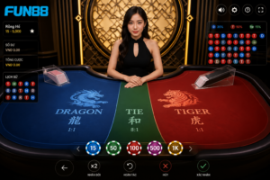 Giao diện bàn Rồng Hổ trực tuyến với Dealer