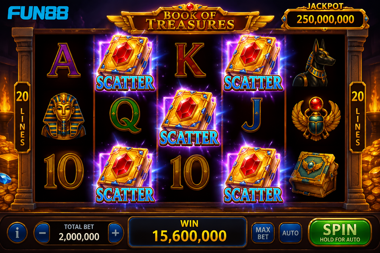 Giao diện một game slot hiển thị nhiều biểu tượng Scatter